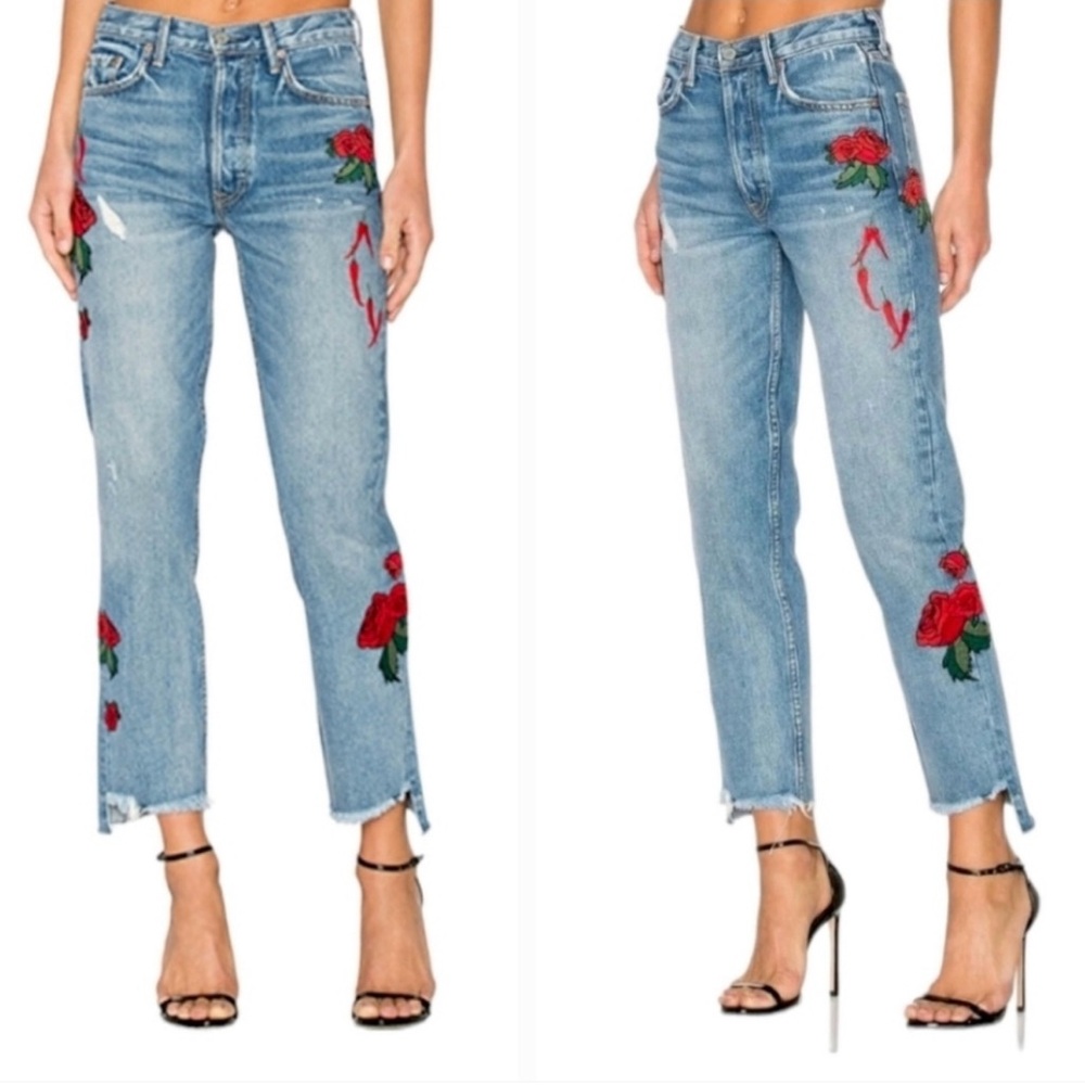 GRLFRND - Helena High-Rise Straight Jean • Roses & Chili Peppers